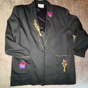 Vintage 80’s Black Blazer Hat Button Size 24/26 Graver Studio  Perfume Lipstick